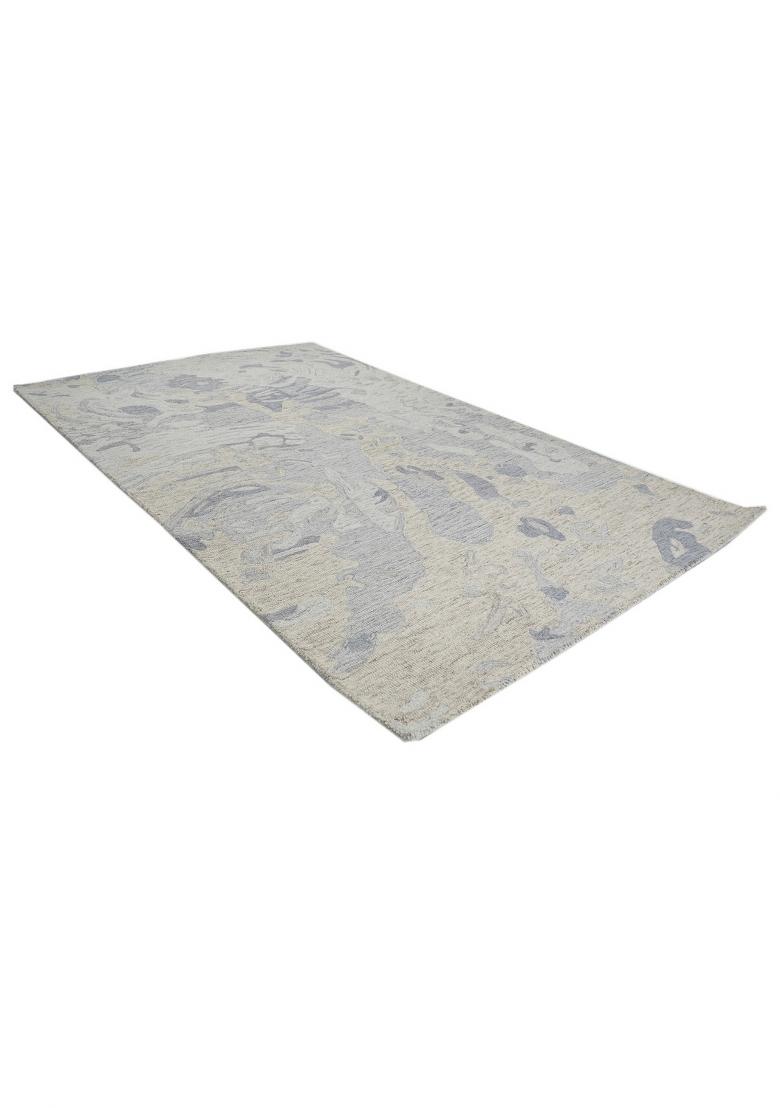 Saffron Rugs Hand Tufted Grey Blue Beige Swirls Contemporary Rectangular Wool Area Rug - Indya