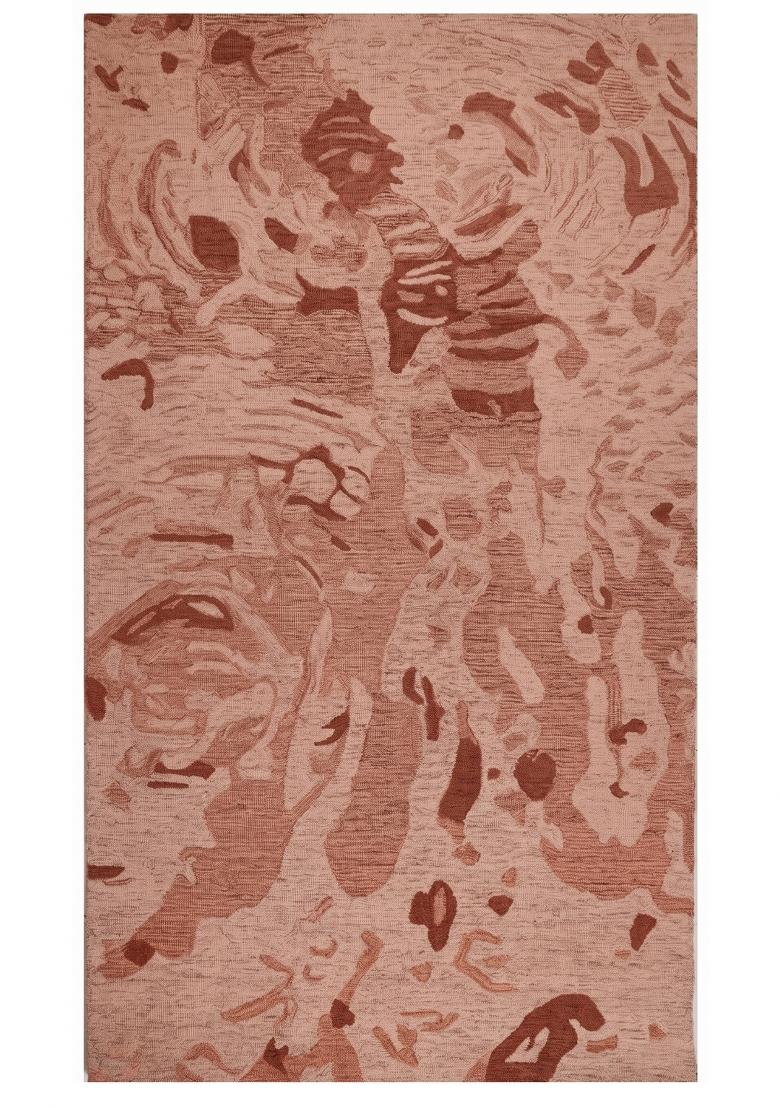 Saffron Rugs Hand Tufted Terracotta Pink Swirls Contemporary Rectangular Wool Area Rug - Indya