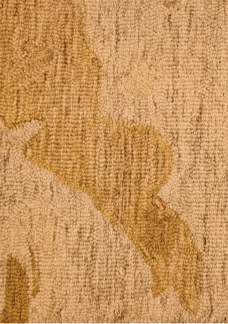 Saffron Rugs Hand Tufted Golden Beige Swirls Contemporary Rectangular Wool Area Rug - Indya