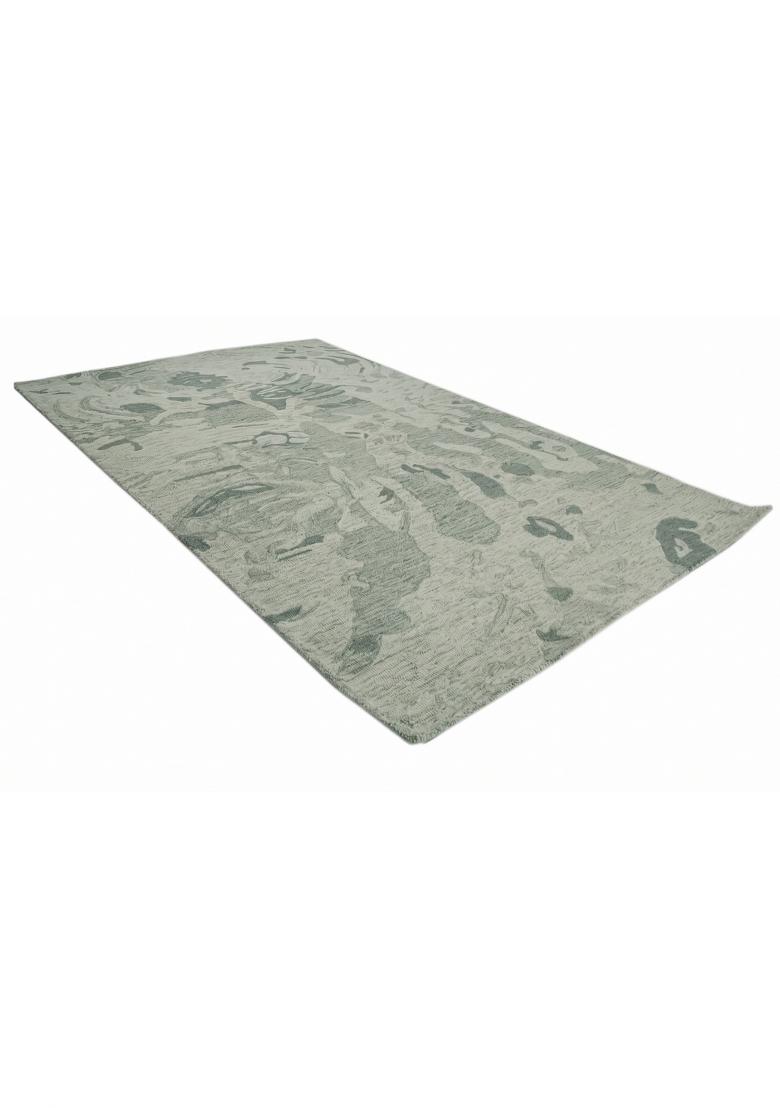 Saffron Rugs Hand Tufted Sage Green Swirls Contemporary Rectangular Wool Area Rug - Indya