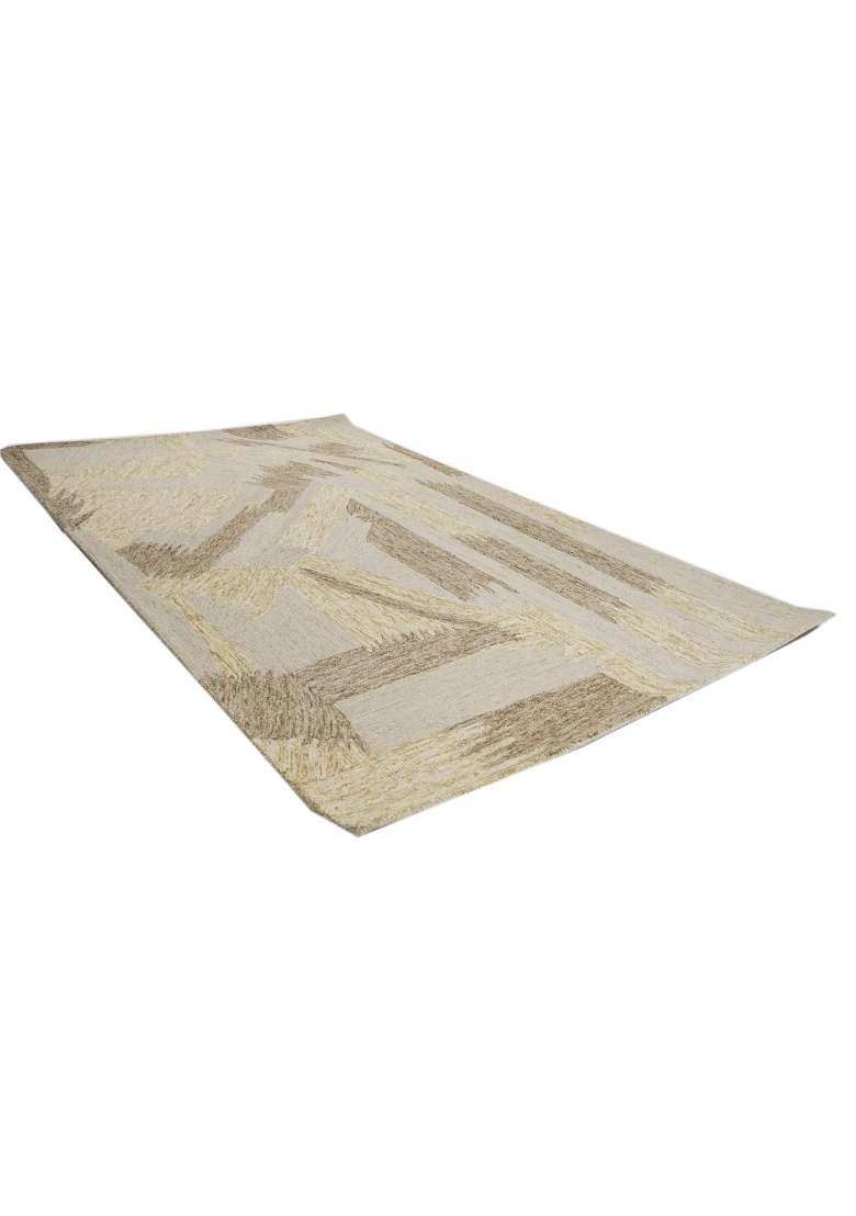 Saffron Rugs Hand-Tufted 100% Wool Area Rug | Beige Gold Brown Rectangular Rug | Cotton Backing | Contemporary Geometric Carpet for Living Room - Indya