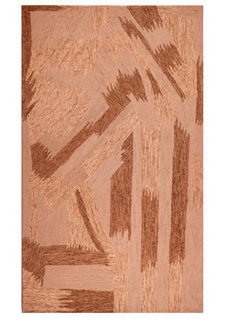 Saffron Rugs Hand Tufted Peach Geometric Contemporary Rectangular Wool Area Rug - Indya