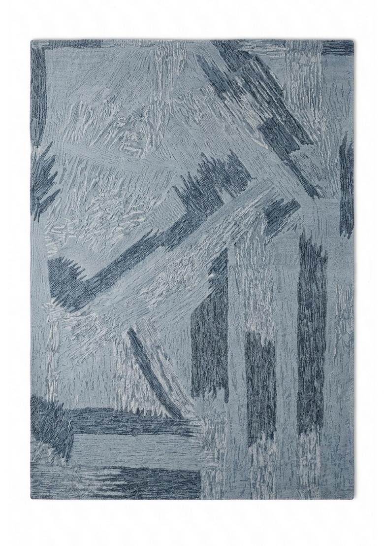 Saffron Rugs Hand Tufted Light Blue Grey Geometric Contemporary Rectangular Wool Area Rug - Indya