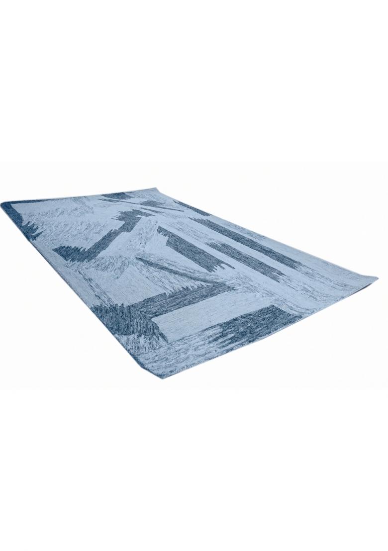 Saffron Rugs Hand Tufted Light Blue Grey Geometric Contemporary Rectangular Wool Area Rug - Indya