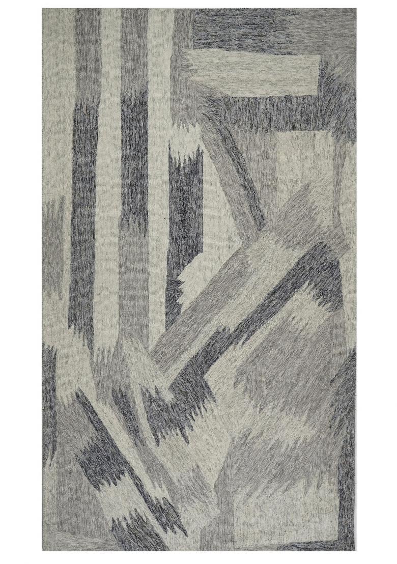 Saffron Rugs Hand Tufted Grey Ivory Geometric Contemporary Rectangular Wool Area Rug - Indya