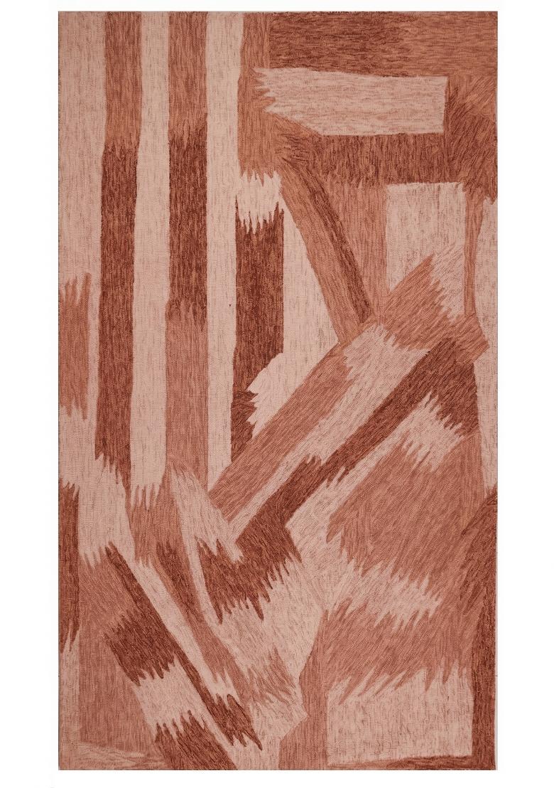 Saffron Rugs Hand Tufted Terracotta Pink Geometric Contemporary Rectangular Wool Area Rug - Indya