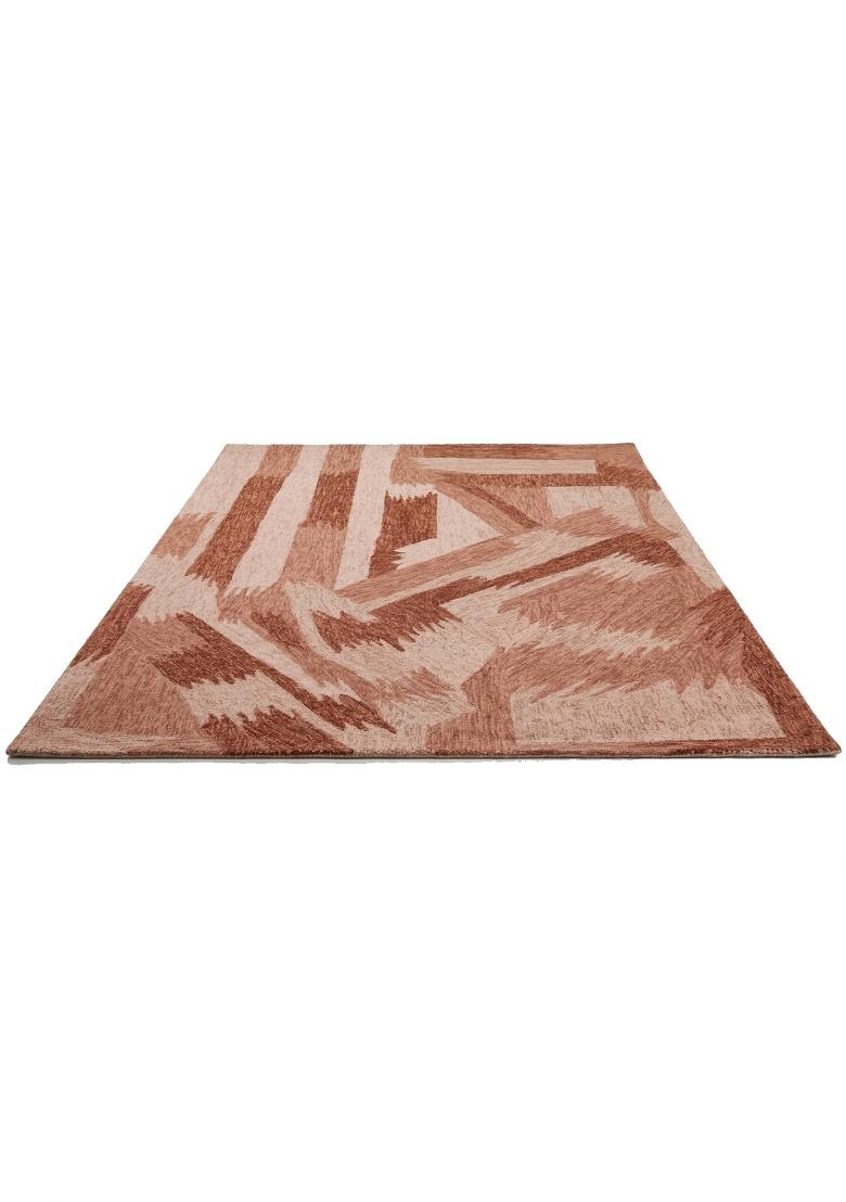 Saffron Rugs Hand Tufted Terracotta Pink Geometric Contemporary Rectangular Wool Area Rug - Indya