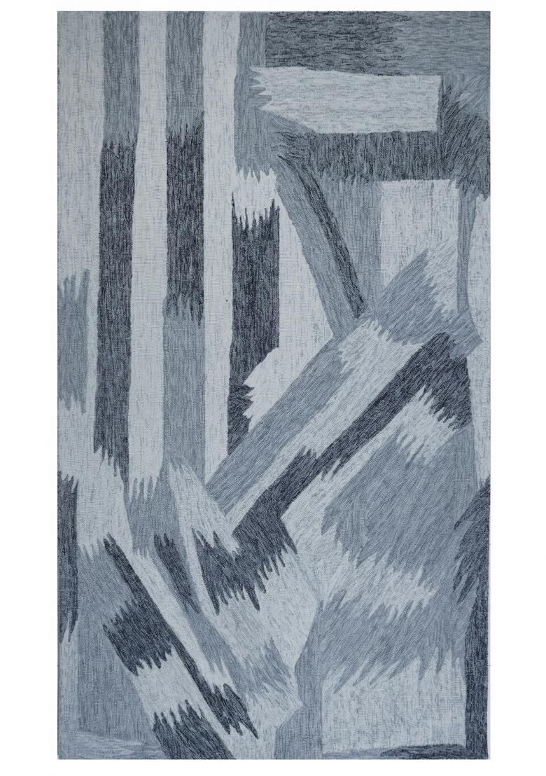Saffron Rugs Hand Tufted Blue Grey Geometric Contemporary Rectangular Wool Area Rug - Indya