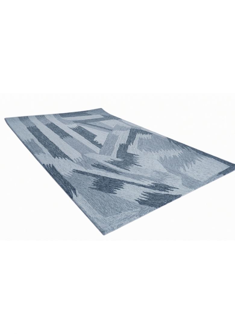 Saffron Rugs Hand Tufted Blue Grey Geometric Contemporary Rectangular Wool Area Rug - Indya