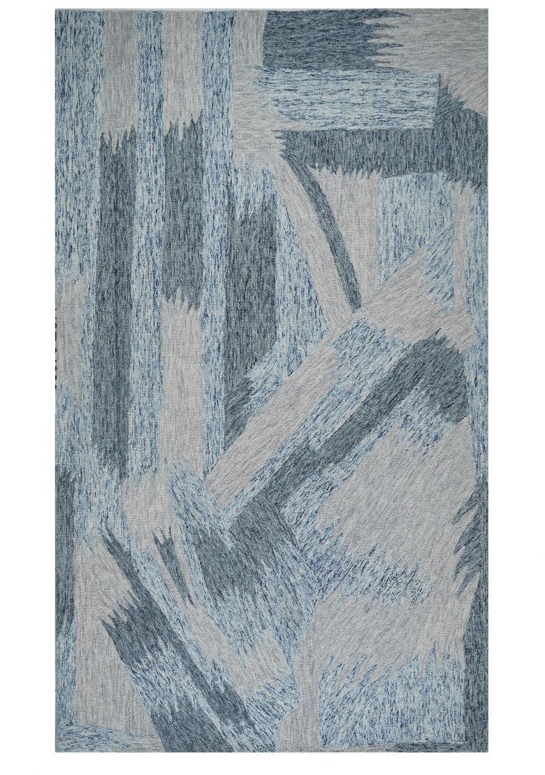 Saffron Rugs Hand Tufted Blue Grey Geometric Contemporary Rectangular Wool Area Rug - Indya