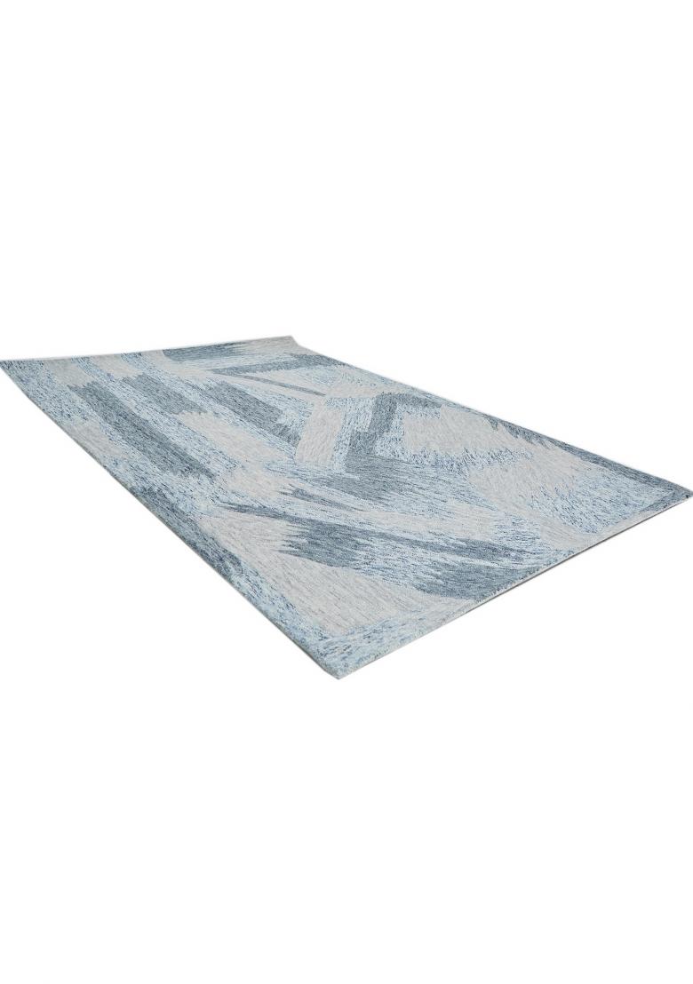 Saffron Rugs Hand Tufted Blue Grey Geometric Contemporary Rectangular Wool Area Rug - Indya