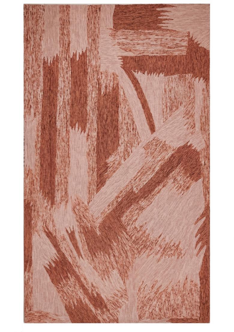 Saffron Rugs Hand Tufted Dusty Rose Pink Geometric Contemporary Rectangular Wool Area Rug - Indya