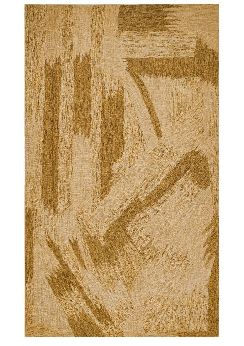 Saffron Rugs Hand Tufted Golden Beige Geometric Contemporary Rectangular Wool Area Rug - Indya