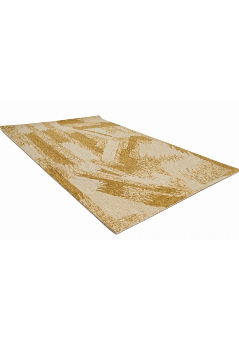Saffron Rugs Hand Tufted Golden Beige Geometric Contemporary Rectangular Wool Area Rug - Indya