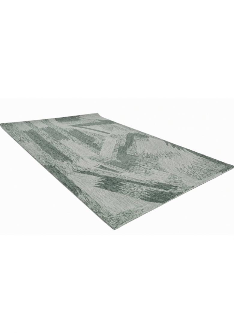 Saffron Rugs Hand Tufted Sage Green Geometric Contemporary Rectangular Wool Area Rug - Indya