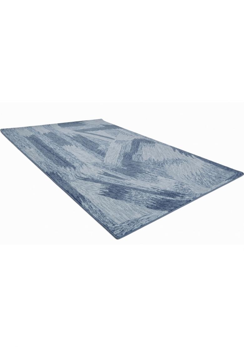 Saffron Rugs Hand Tufted Steel Blue Grey Geometric Contemporary Rectangular Wool Area Rug - Indya