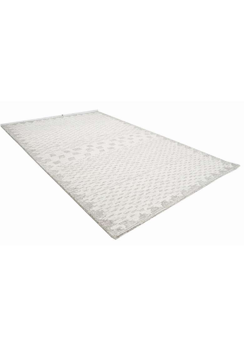 Saffron Rugs Hand-Tufted 100% Wool Area Rug | Ivory Grey Rectangular Rug | Cotton Backing | Moroccan Geometric Carpet for Living Room - Indya