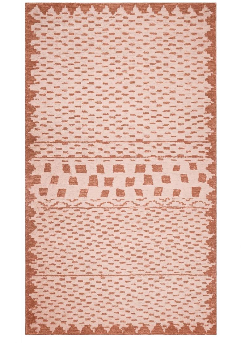 Saffron Rugs Hand Tufted Terracotta Pink Geometric Moroccan Rectangular Wool Area Rug - Indya