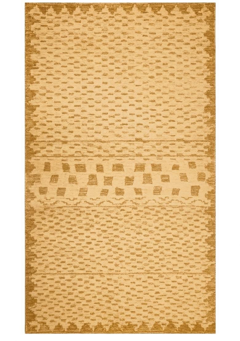Saffron Rugs Hand Tufted Golden Beige Geometric Moroccan Rectangular Wool Area Rug - Indya
