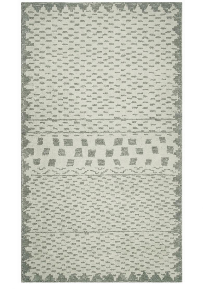 Saffron Rugs Hand Tufted Sage Green Grey Geometric Moroccan Rectangular Wool Area Rug - Indya