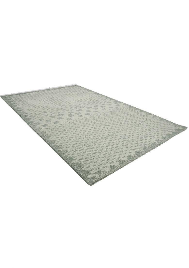Saffron Rugs Hand Tufted Sage Green Grey Geometric Moroccan Rectangular Wool Area Rug - Indya