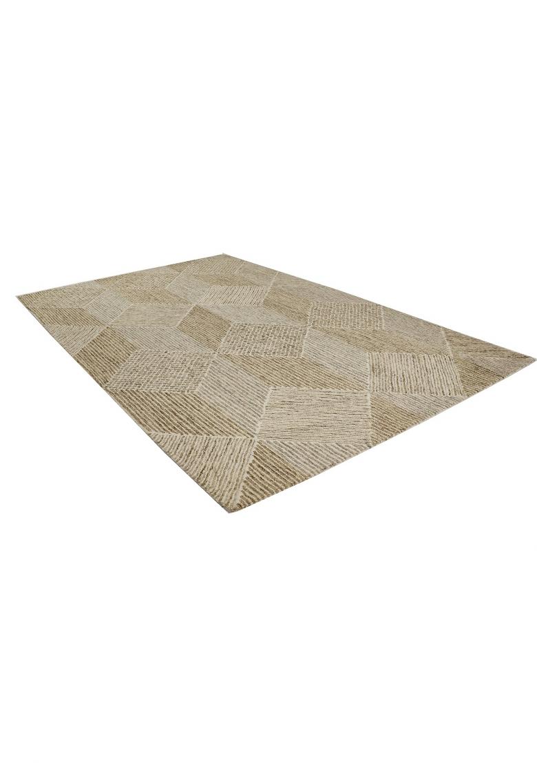 Saffron Rugs Hand Tufted Beige Tan Geometric Contemporary Rectangular Wool Area Rug - Indya