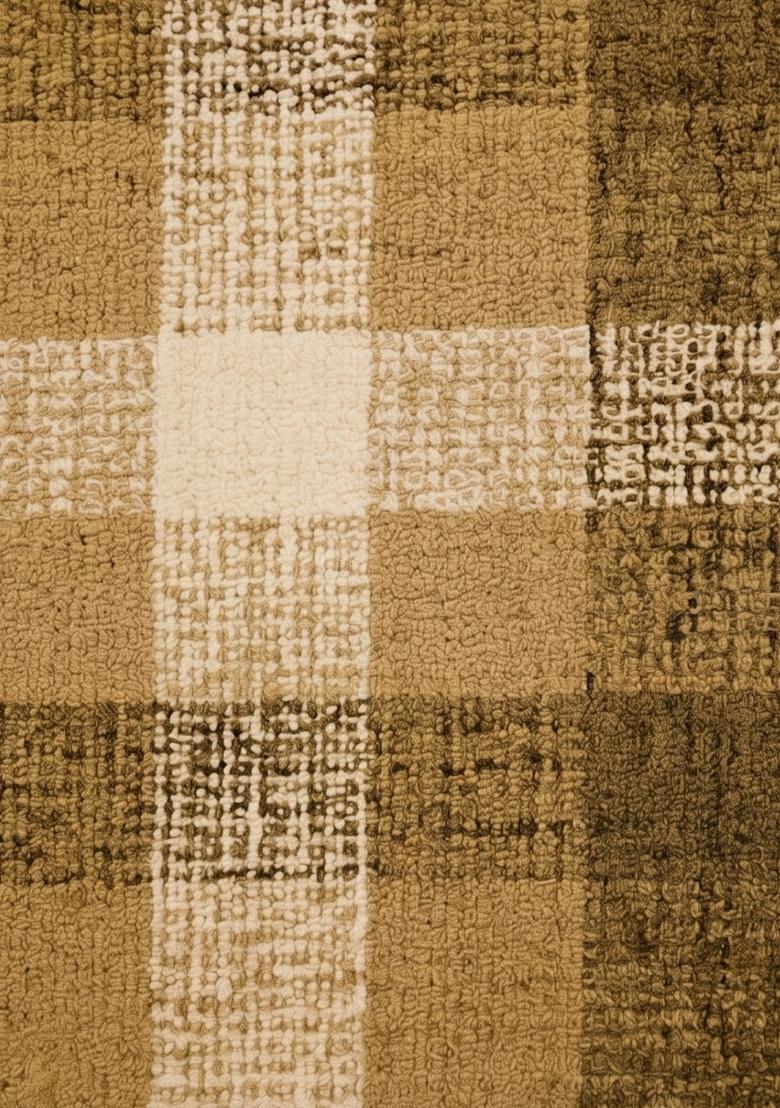 Saffron Rugs Hand Tufted Golden Yellow Plaid Farmhouse Rectangular Wool Area Rug - Indya