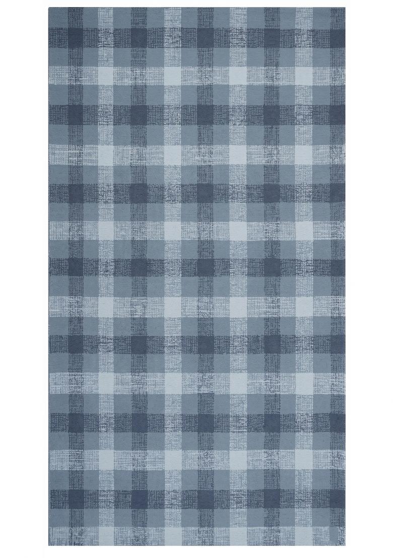 Saffron Rugs Hand Tufted Steel Blue Plaid Farmhouse Rectangular Wool Area Rug - Indya