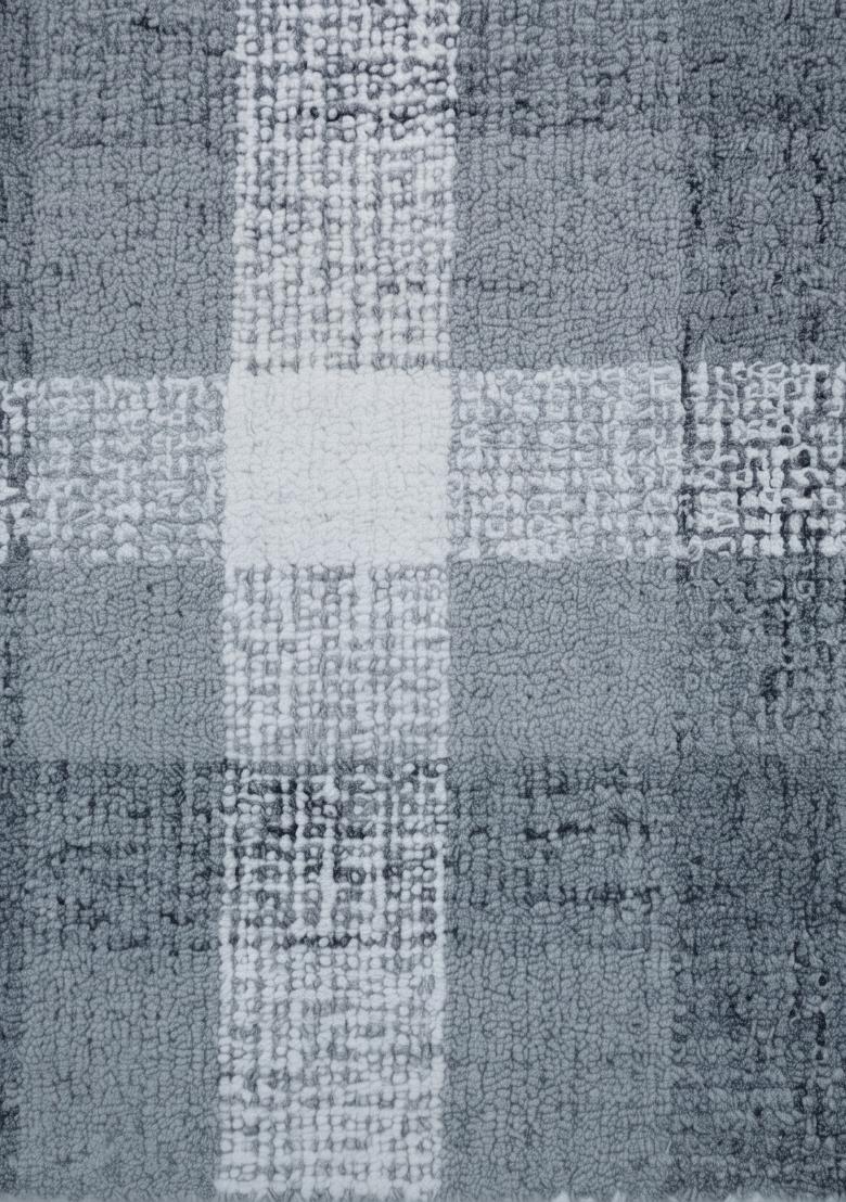 Saffron Rugs Hand Tufted Steel Blue Plaid Farmhouse Rectangular Wool Area Rug - Indya