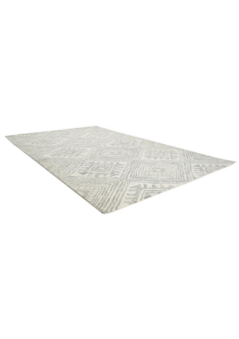 Saffron Rugs Hand Tufted Grey Ivory Geometric Bohemian Rectangular Wool Area Rug - Indya