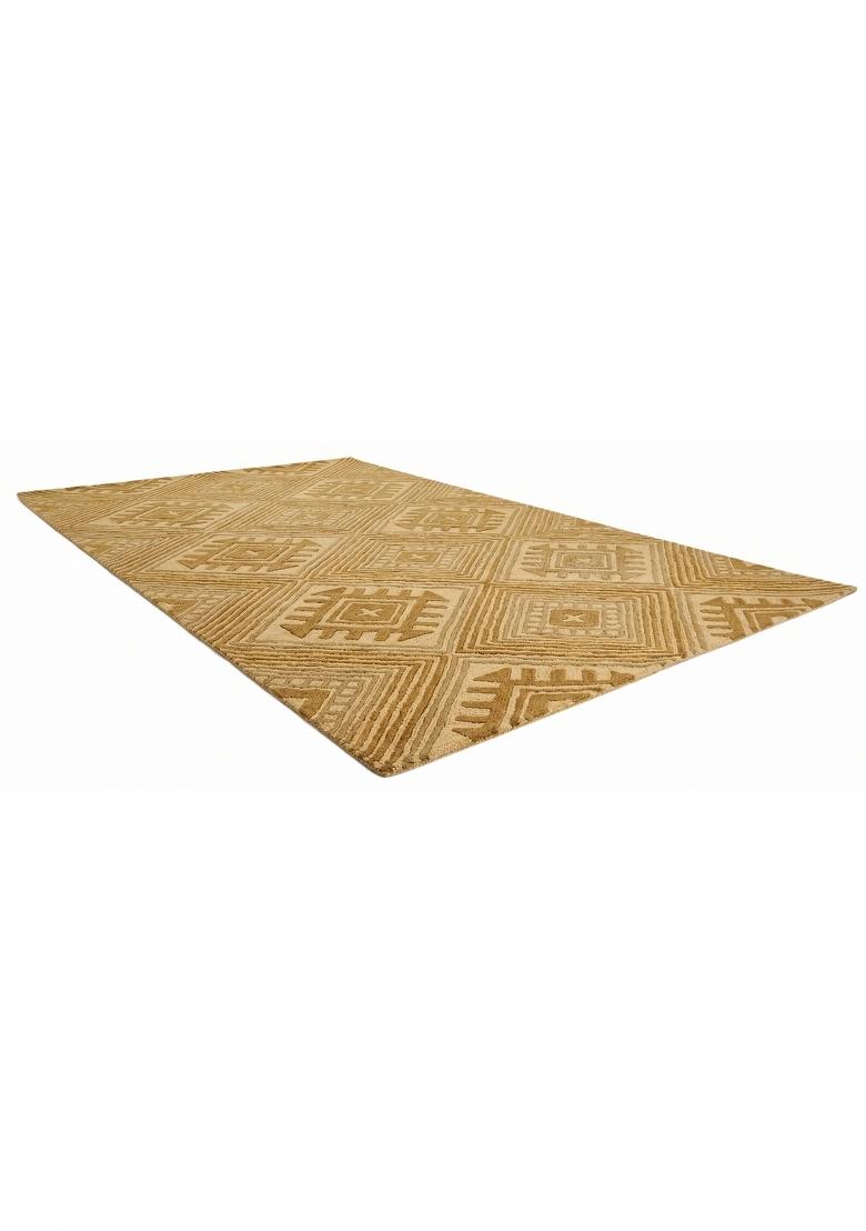 Saffron Rugs Hand Tufted Golden Yellow Geometric Bohemian Rectangular Wool Area Rug - Indya