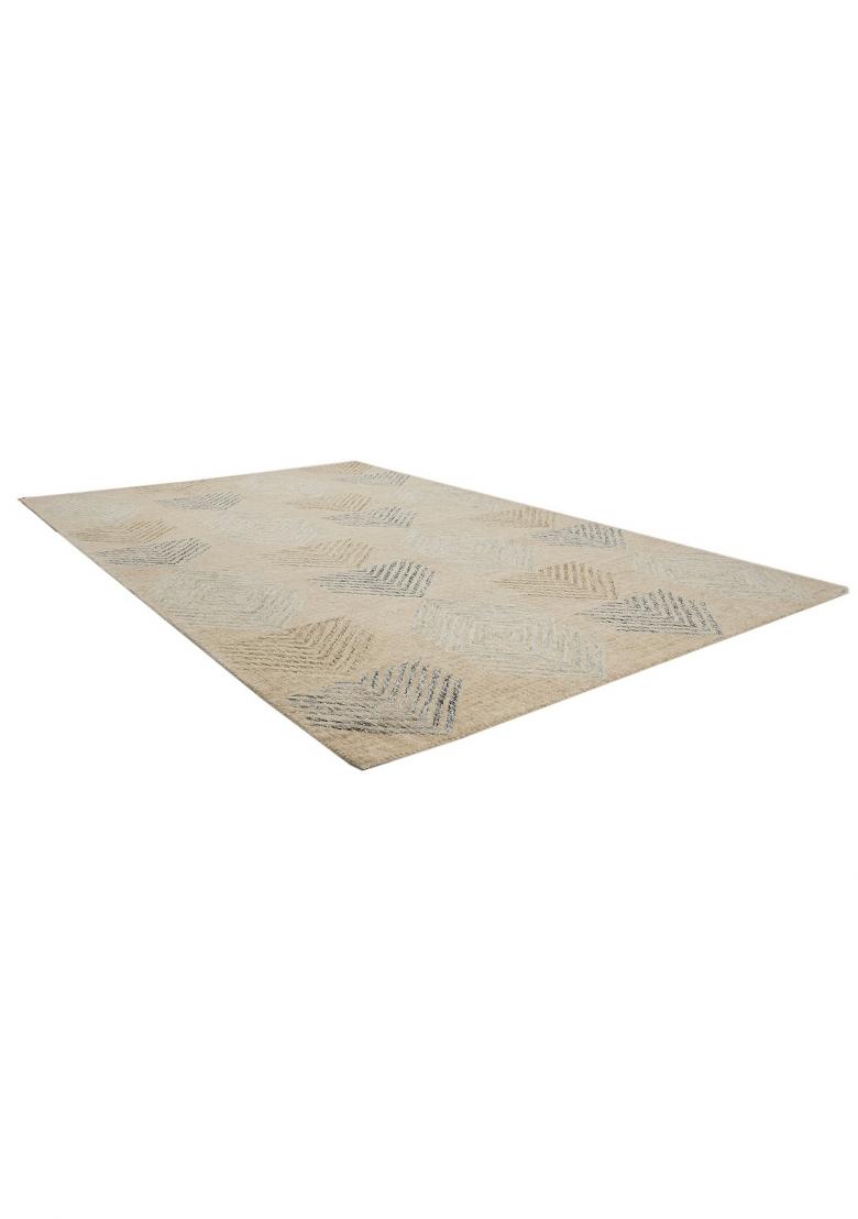 Saffron Rugs Hand Tufted Beige Geometric Contemporary Rectangular Wool Area Rug - Indya