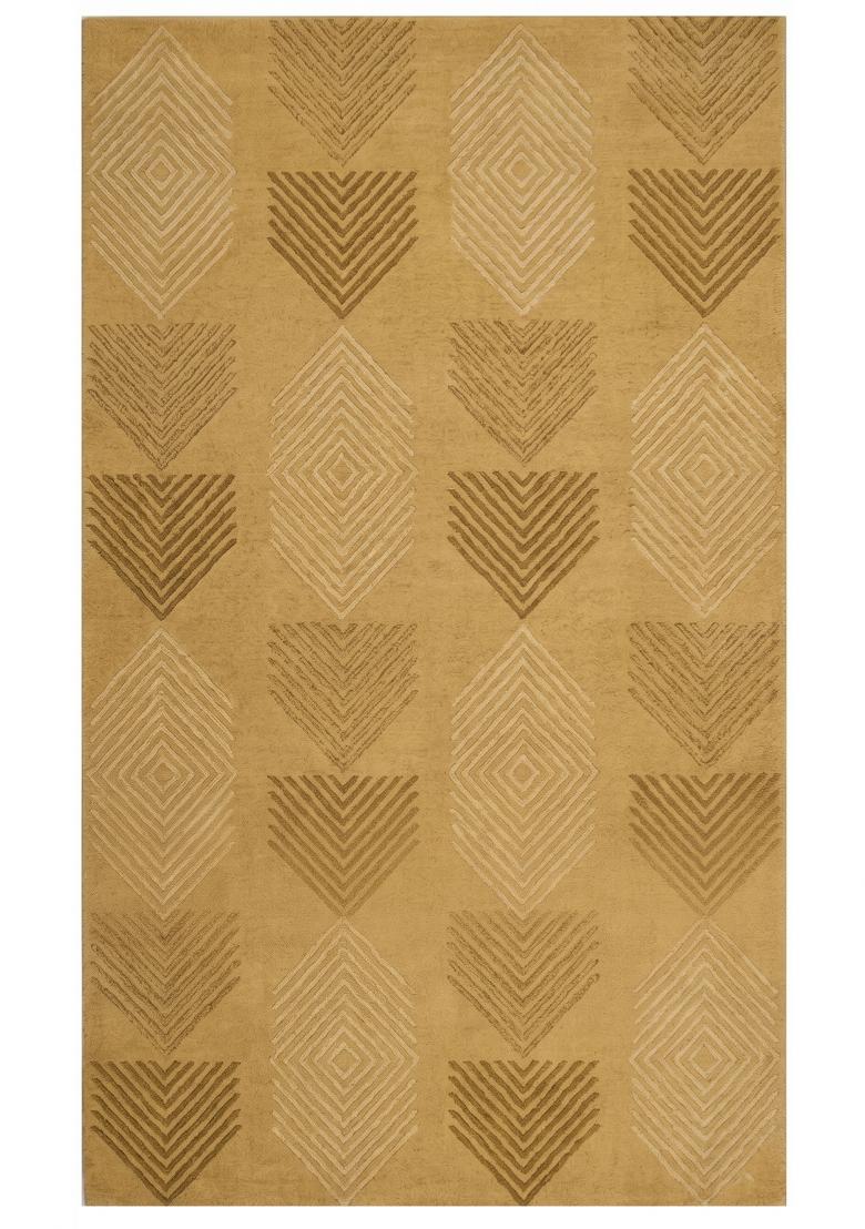Saffron Rugs Hand Tufted Golden Yellow Geometric Contemporary Rectangular Wool Area Rug - Indya