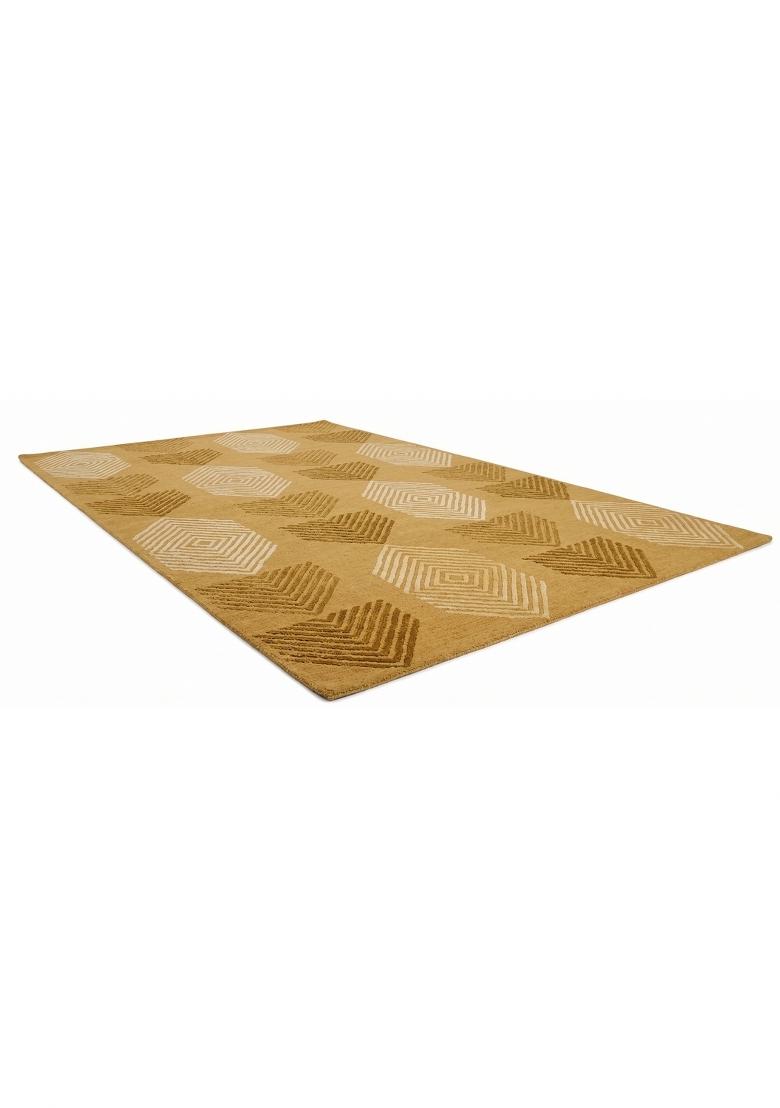 Saffron Rugs Hand Tufted Golden Yellow Geometric Contemporary Rectangular Wool Area Rug - Indya