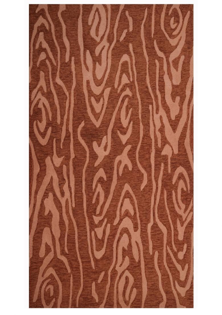 Saffron Rugs Hand Tufted Rust Brown Swirls Contemporary Rectangular Wool Area Rug - Indya