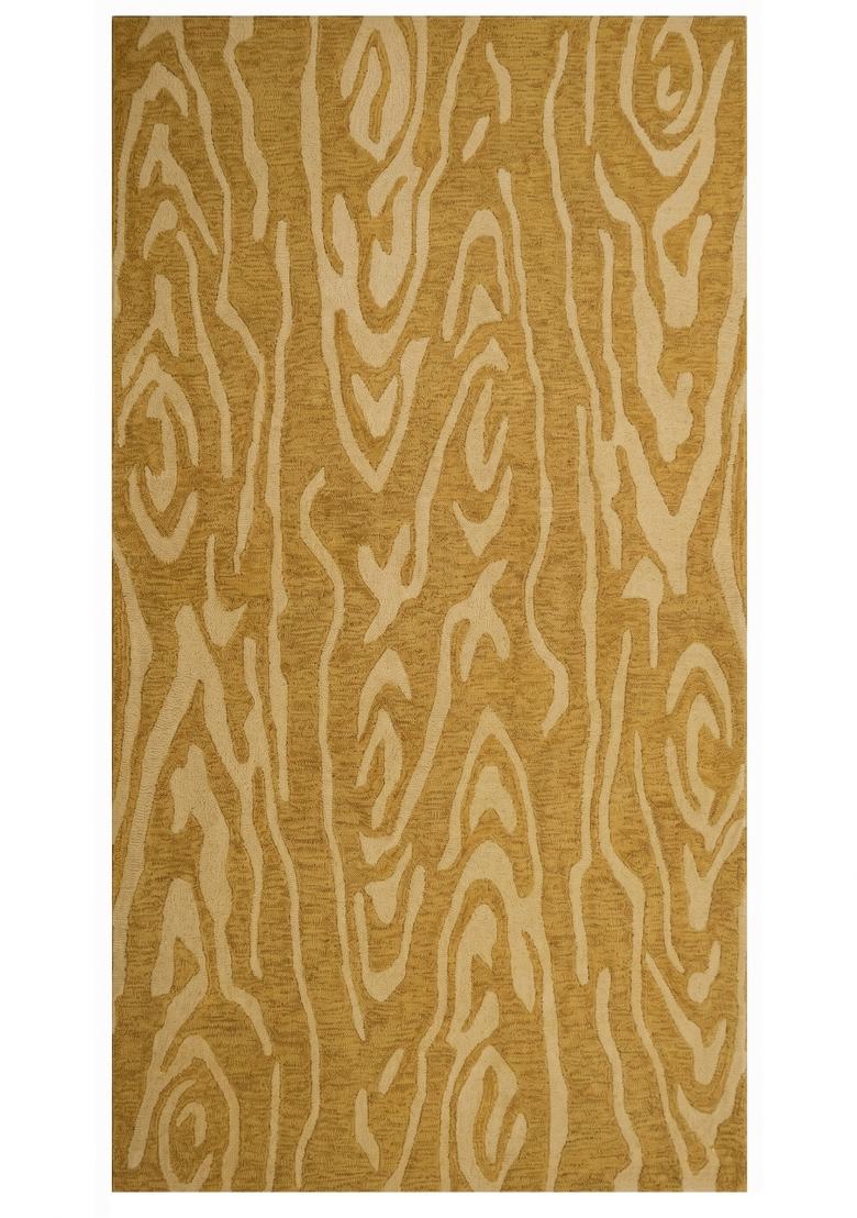 Saffron Rugs Hand Tufted Golden Ochre Swirls Contemporary Rectangular Wool Area Rug - Indya