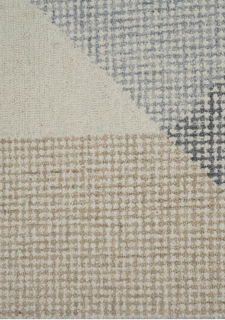 Saffron Rugs Hand Tufted Beige Grey Geometric Contemporary Rectangular Wool Area Rug - Indya
