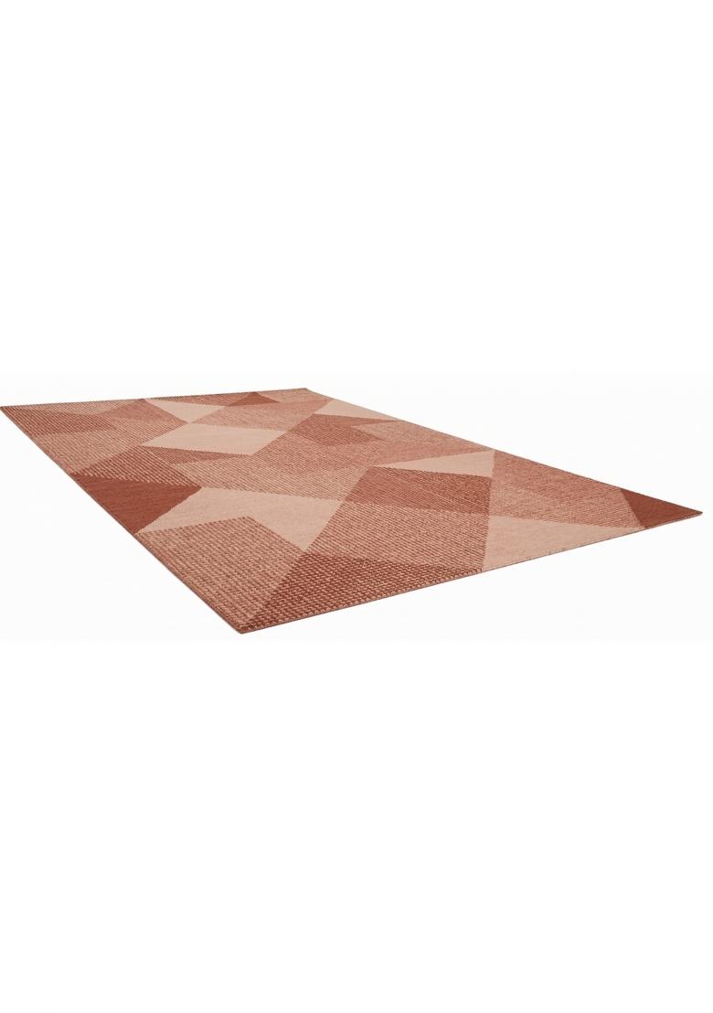 Saffron Rugs Hand Tufted Terracotta Pink Geometric Contemporary Rectangular Wool Area Rug - Indya