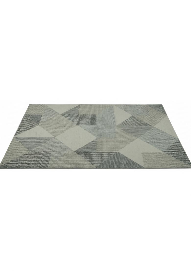 Saffron Rugs Hand Tufted Grey Green Geometric Contemporary Rectangular Wool Area Rug - Indya