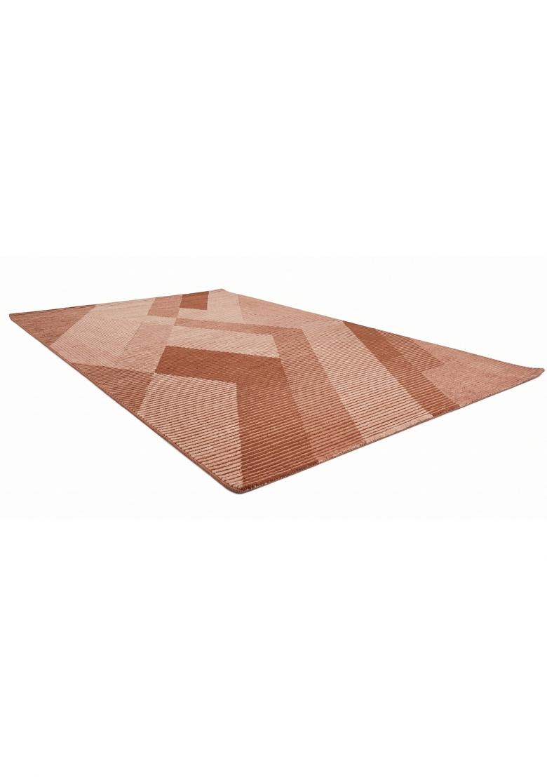Saffron Rugs Hand Tufted Terracotta Pink Geometric Contemporary Rectangular Wool Area Rug - Indya