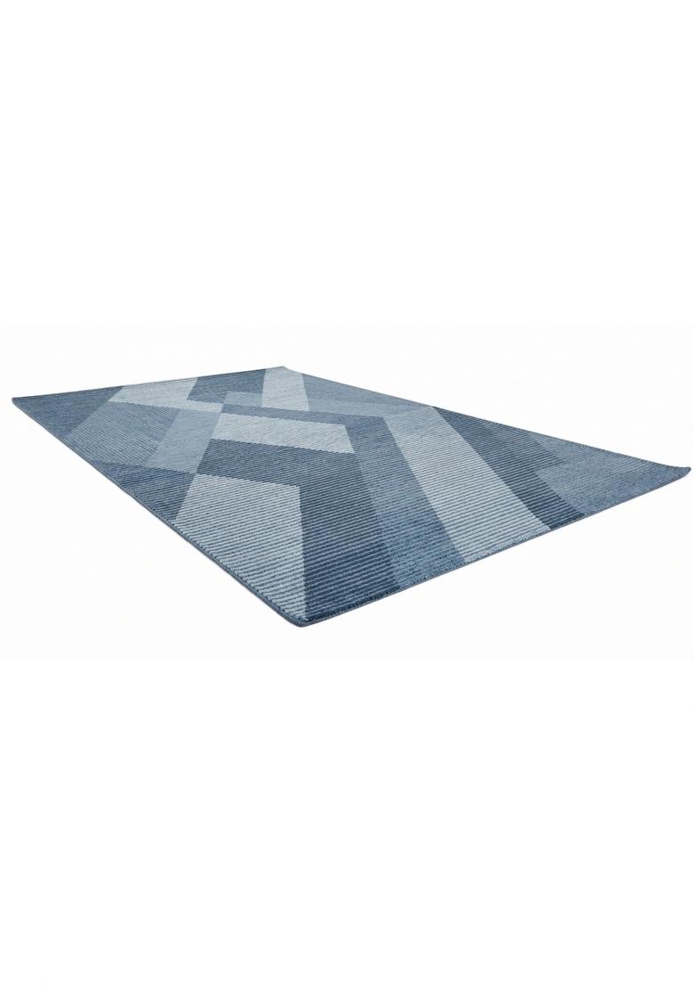 Saffron Rugs Hand Tufted Steel Blue Geometric Contemporary Rectangular Wool Area Rug - Indya