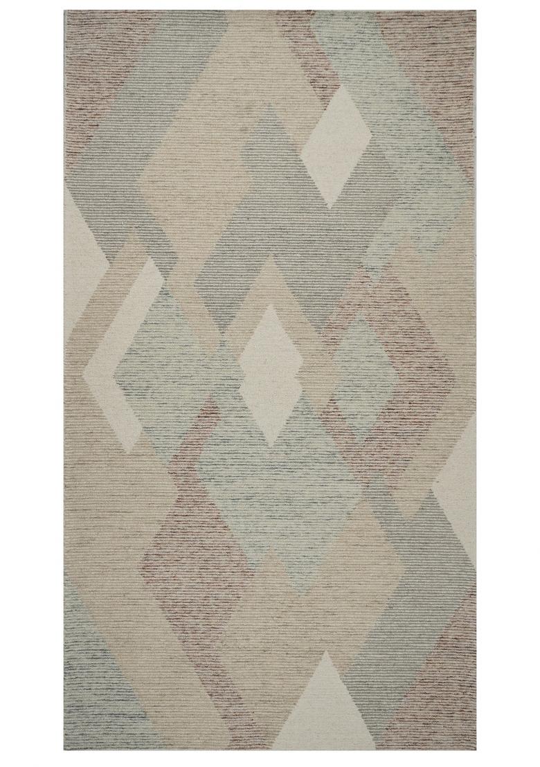Saffron Rugs Hand Tufted Beige Multi Geometric Contemporary Rectangular Wool Area Rug - Indya