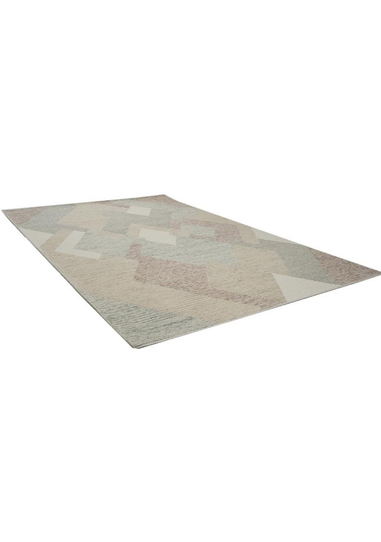 Saffron Rugs Hand Tufted Beige Multi Geometric Contemporary Rectangular Wool Area Rug - Indya