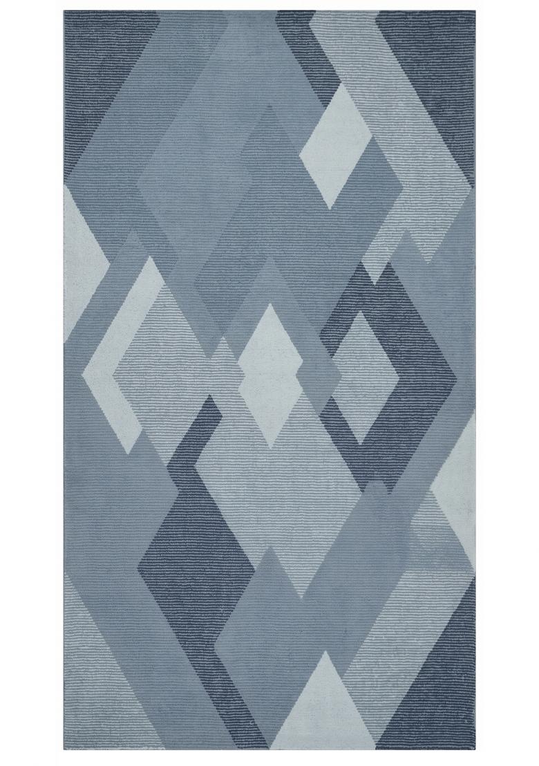 Saffron Rugs Hand Tufted Steel Blue Geometric Contemporary Rectangular Wool Area Rug - Indya