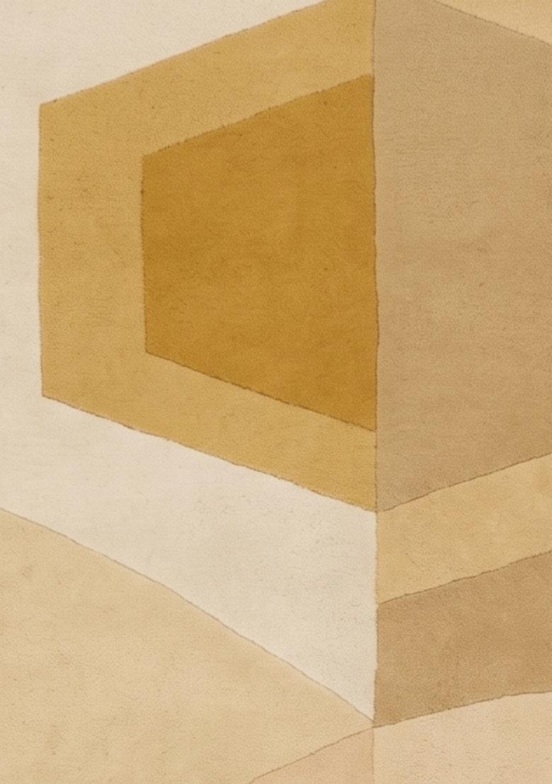 Saffron Rugs Hand Tufted Warm Gold Beige Geometric Mid-Century Modern Rectangular Wool Area Rug - Indya