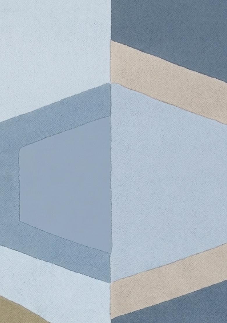 Saffron Rugs Hand Tufted Light Blue Grey Geometric Mid-Century Modern Rectangular Wool Area Rug - Indya