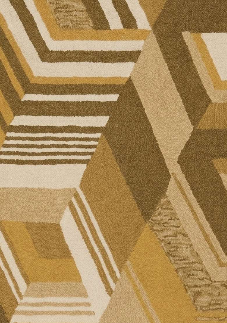 Saffron Rugs Hand-Tufted 100% Wool Area Rug | Golden Brown Rectangular Rug | Cotton Backing | Mid-Century Modern Geometric Carpet for Living Room - Indya