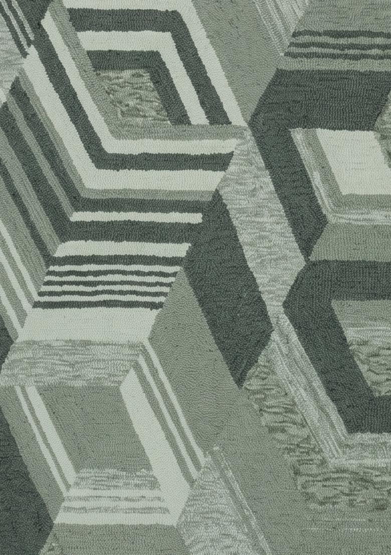Saffron Rugs Hand Tufted Sage Green Geometric Mid-Century Modern Rectangular Wool Area Rug - Indya