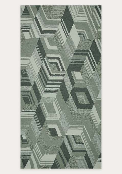 100% Wool Handmade Sage Green Rug | Mid Century Modern Geometric Carpet With Cotton Backing For Living Room