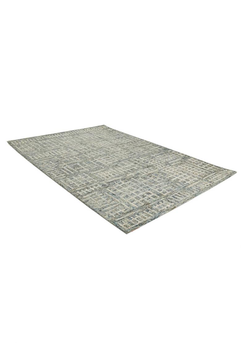 Saffron Rugs Hand Tufted Blue Grey Cream Geometric Contemporary Rectangular Wool Area Rug - Indya
